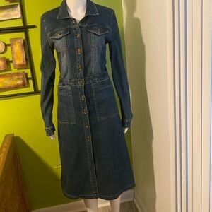 ANGEL JEANS STRETCH DENIM BUTTON DOWN DRESS SZ MEDIUM